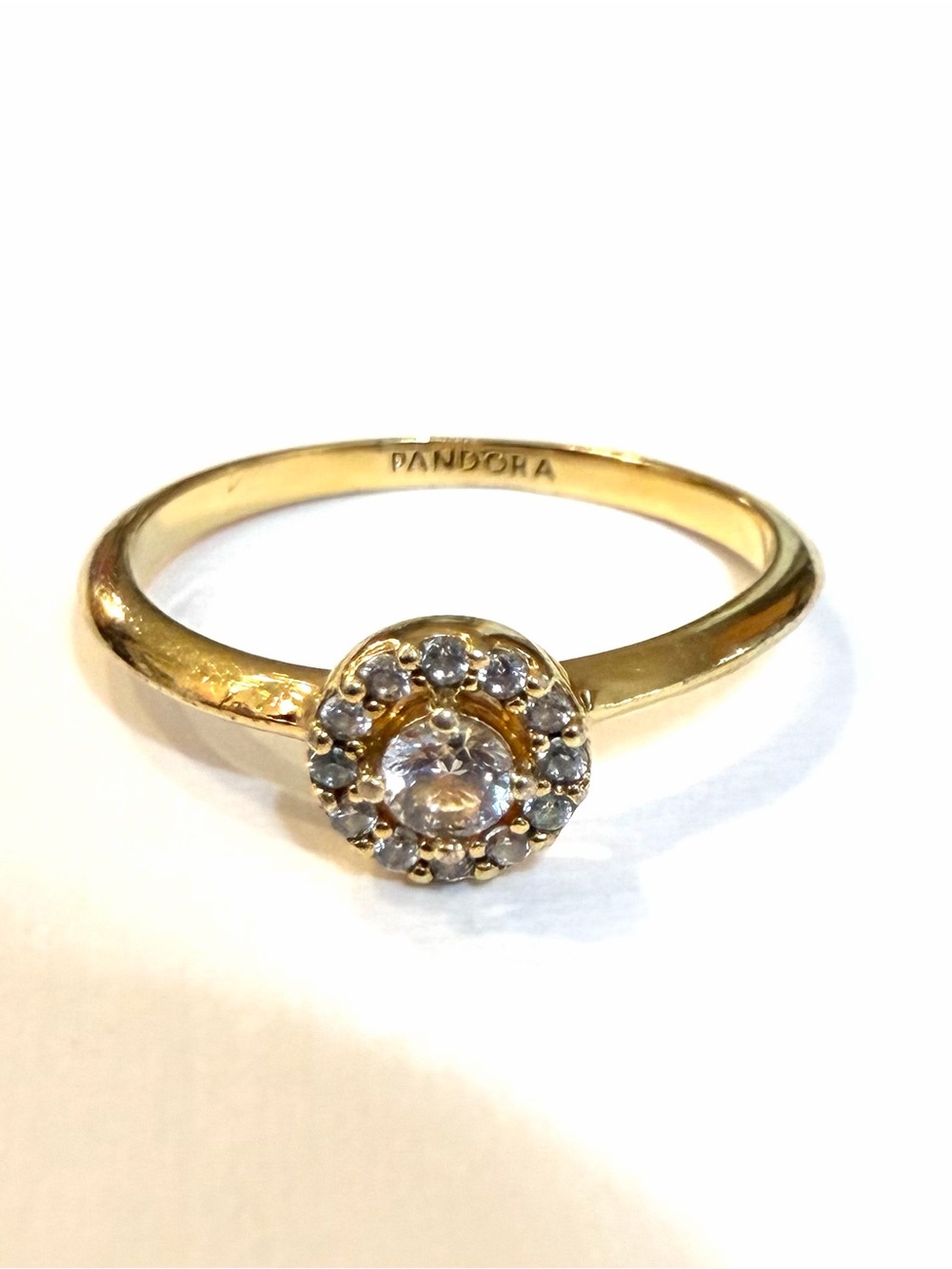 Pandora 14k Gold Plated Round Pave Halo Ring